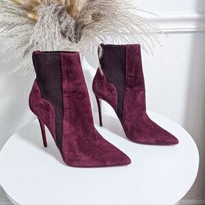 Christian Louboutin Chelsea Chick cherry suede ankle boots size 37.5